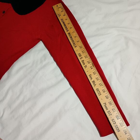 VTG Faux Fur Collar L Red Cardigan Sweater Kathie Lee Collection Cotton Blend - Picture 11 of 13